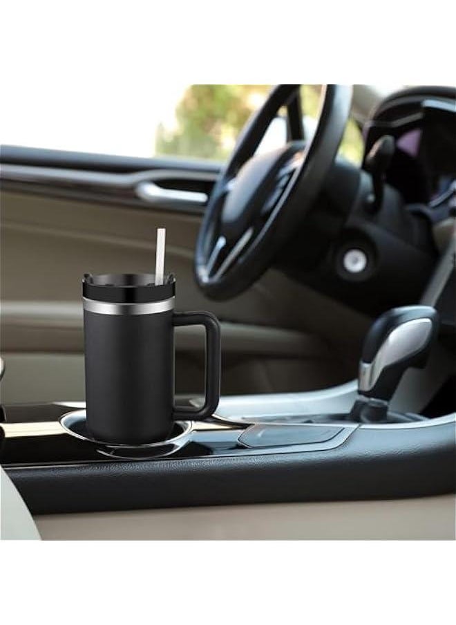 40oz Tumbler with Handle and Straw Lid, Stainless Steel Vacuum Insulated Tumbler for Water Iced Tea of Coffee, Keeps Cold for 12 Hours or Hot for 6 Hours (Black)