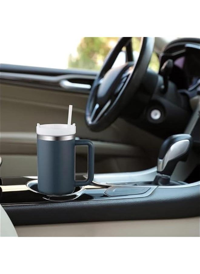 40oz Tumbler with Handle and Straw Lid, Stainless Steel Vacuum Insulated Tumbler for Water Iced Tea of Coffee, Keeps Cold for 12 Hours or Hot for 6 Hours (Dark Blue)