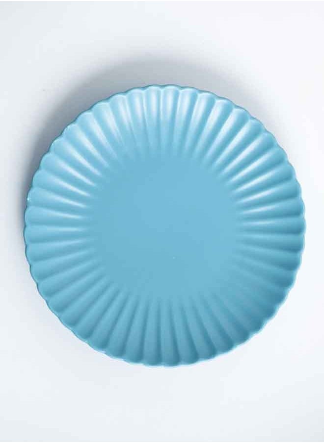 Chrysanthemum Round Flat Plate Blue 20x20x3cm