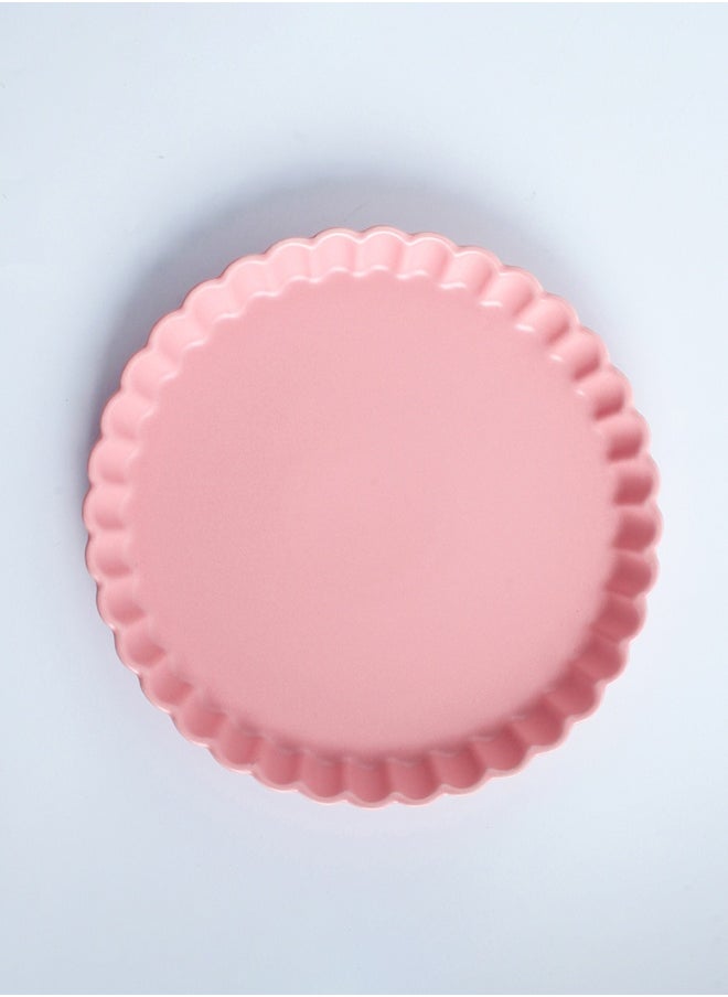 Chrysanthemum Round Shape Pizza Plate Pink 8inch