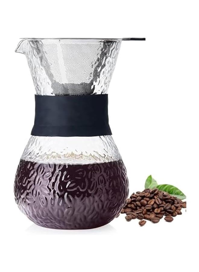 Glass Pour Over Coffee Maker, 600ml/20oz, Stainless Steel Filter
