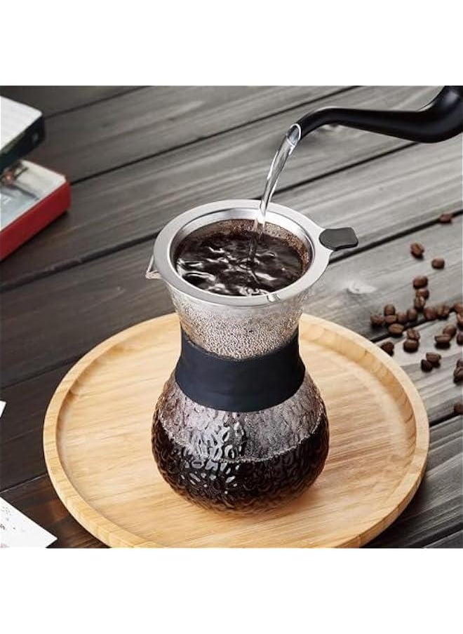 Glass Pour Over Coffee Maker, 600ml/20oz, Stainless Steel Filter