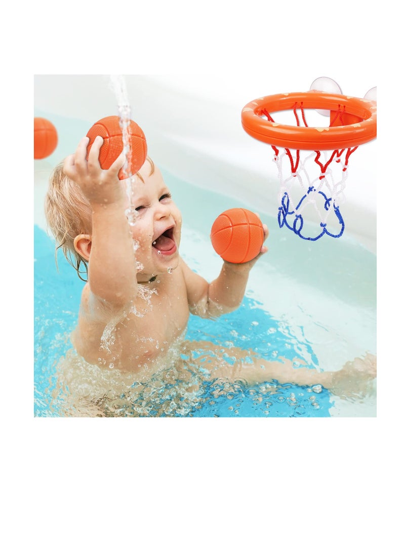 Bath Basketball Hoop for Baby, Bath Toy Fun Basketball Hoop & Balls Set 5 Balls Included, Bath Toys Bathtub Basketball Hoop with Strong Suction Cup, Fun Toddler Bath Toys for Boys and Girls