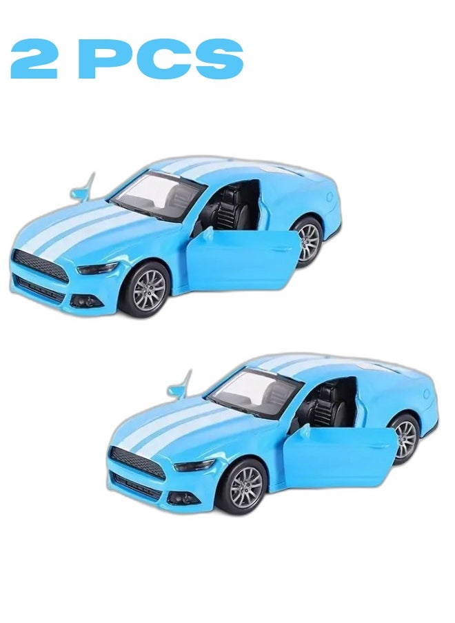 2-Piece Alloy Die Cast Model Car Collection with Openable Doors & Pull Back Action for Kids