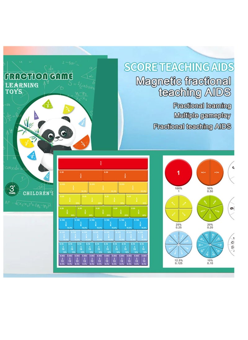 Magnetic Fraction Educational Puzzles and Tiles for Kids, Engaging Math Manipulatives with Percentages, Perfect for Elementary Learning, Green Fraction Circles and Blocks