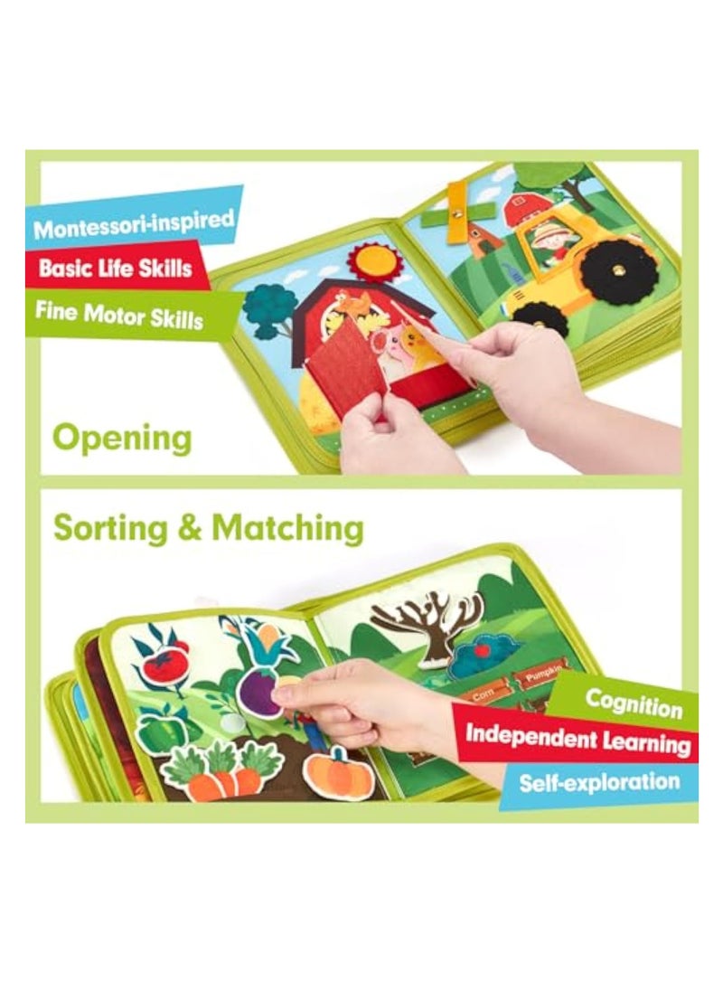 Toddler Busy Board, Busy Book for Toddler, Montessori Busy Board, Educational Learning Sensory Busy Book, 20 in 1 Quiet Activity Book with Life Skills, Cognition, Sorting, Matching, Preschool Learning