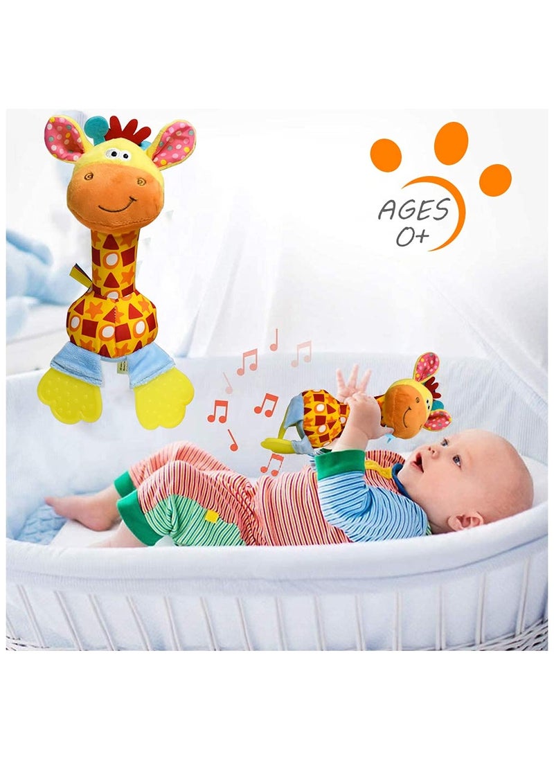 Baby Soft Rattles Shaker, Infant Developmental Hand Grip Baby Toys, Baby Sensory Learning Toys with Teether, Baby Activity and Teething Toy, Sounds for Baby and Stuff from 3-6-9-12 Months Old