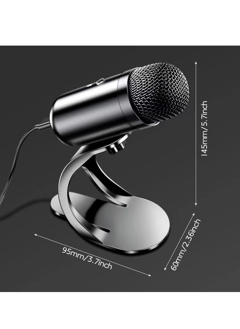 USB Microphone, Wired Condenser Conference Microphone, Portable Podcast Mic Desktop With Mute Button, Compact Lightweight Mini Mic For Recording Streaming, (1pc, Black)