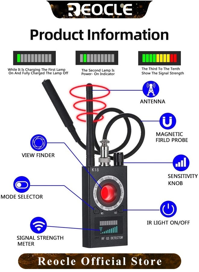 Hidden Camera Detectors Camera Detector Bug and Hidden Camera Detector RF Wireless Signal Scanner for Home & Office & Travel