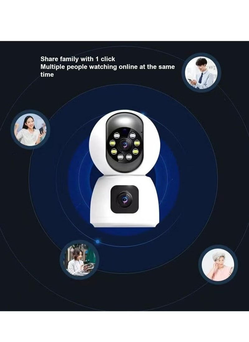 WiFi Dual Lens Security Camera HD Wireless Home Camera with Wide Angle NightMotion Detection, 2 Way, Panoramic Shooting, Rich Functions, HD Night