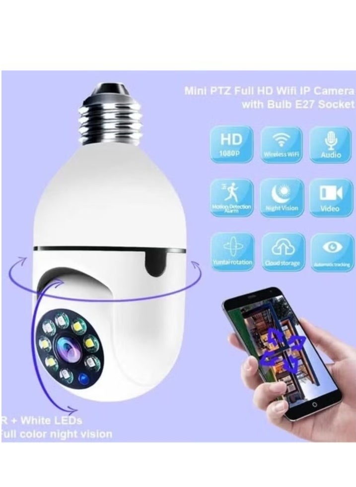 2Pcs Light Bulb Security Camera 2.4GHz & 5G WiFi Outdoor, 1080P E27 Light Socket Security Camera, Indoor 360° Home Security Cameras, Full Color Day and Night, Smart Motion Detection