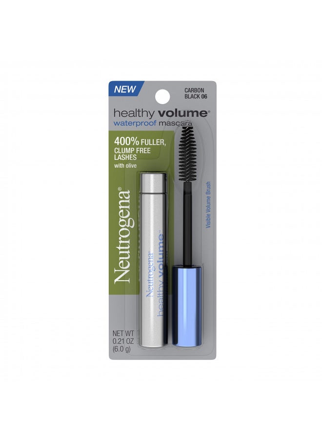 Neutrogena Healthy Volume Lash-Plumping Waterproof Mascara Volumizing And Conditioning Mascara With Olive Oil To Build Fuller Lashes Clump Smudge & Flake-Free Carbon Black 06 0.21 oz