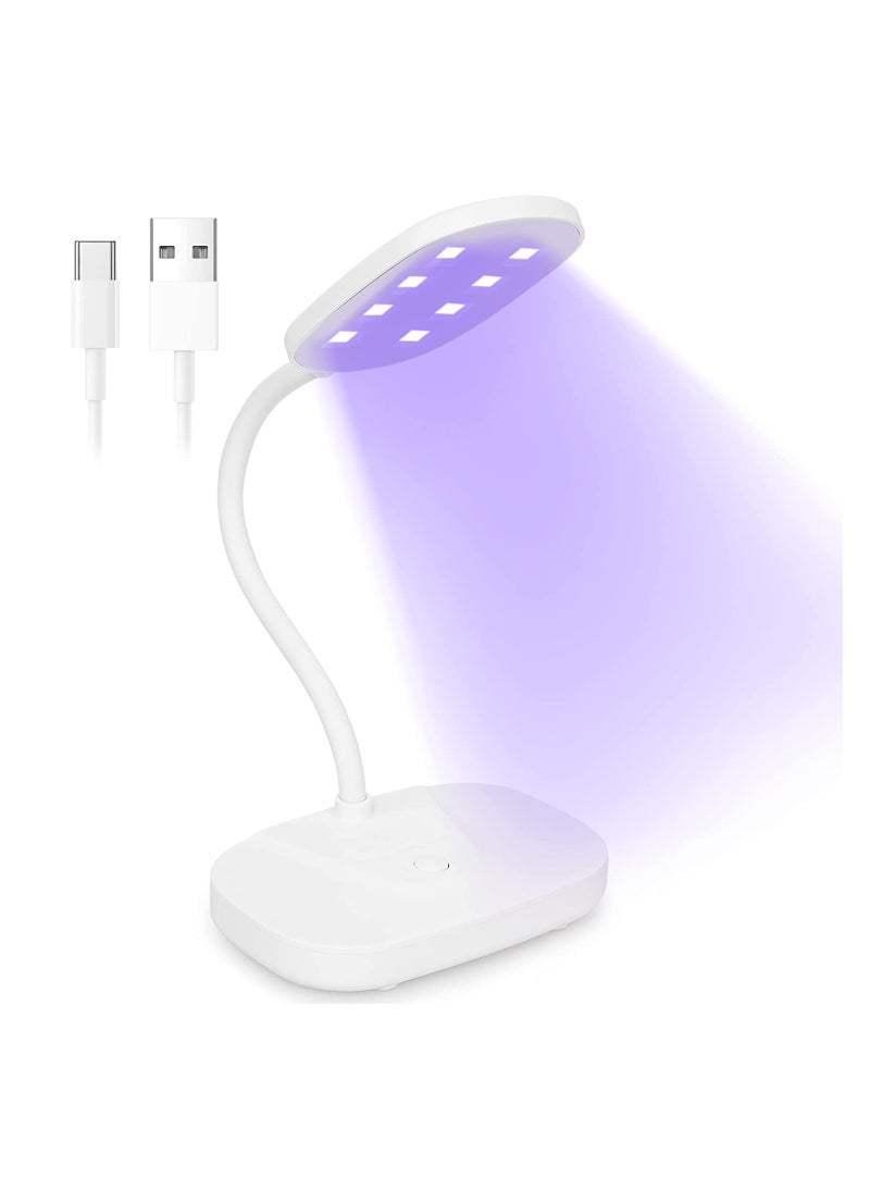 SYOSI LED Light Nail Lamp, 12W Portable Gooseneck Lamp, Nail Dryer, Gel Polish Light Professional Nail Light, for Gel Nail, White