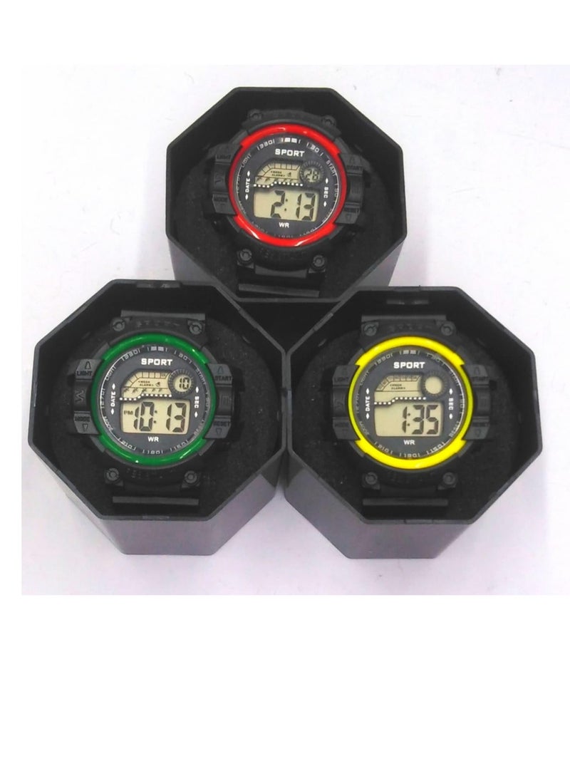 Children Digital Sports Watches, Set of 6 Assorted colors