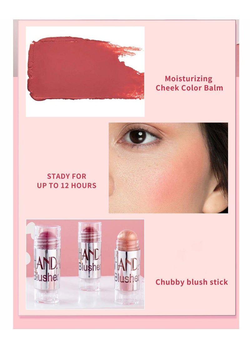 Blush Stick Set Matte Cream Blush Stick for Cheeks, Eyes, and Lips Natural Makeup Waterproof Long Lasting