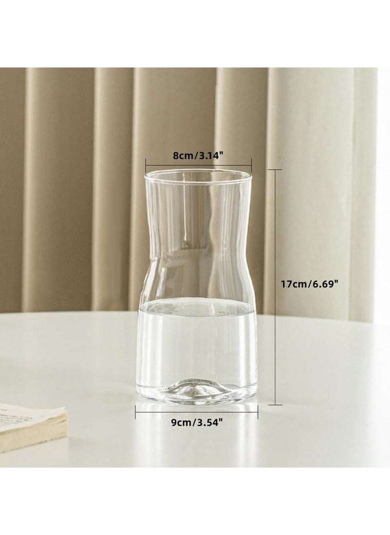 2 Pcs Clear Glass Vase, Exquisite Decorative Glass Flower Vase, 17cm Modern Style Flower Vase for Home Decor, Living Room, Dining Table, Office Decor (Transparent)