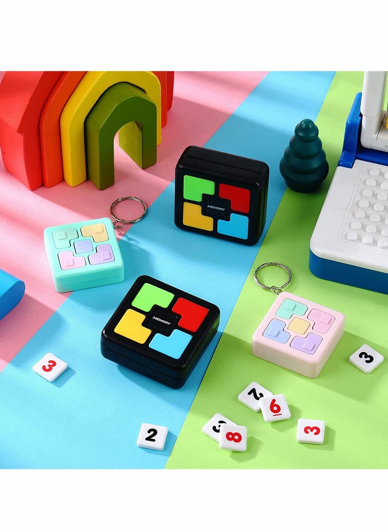 4 Pcs Memory Game Toys Fun Games for Boys Girls Memory Training Puzzle Toy Electronics Handheld Games Flashing Cube Mini Games Keychains