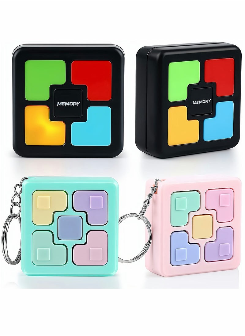 4 Pcs Memory Game Toys Fun Games for Boys Girls Memory Training Puzzle Toy Electronics Handheld Games Flashing Cube Mini Games Keychains