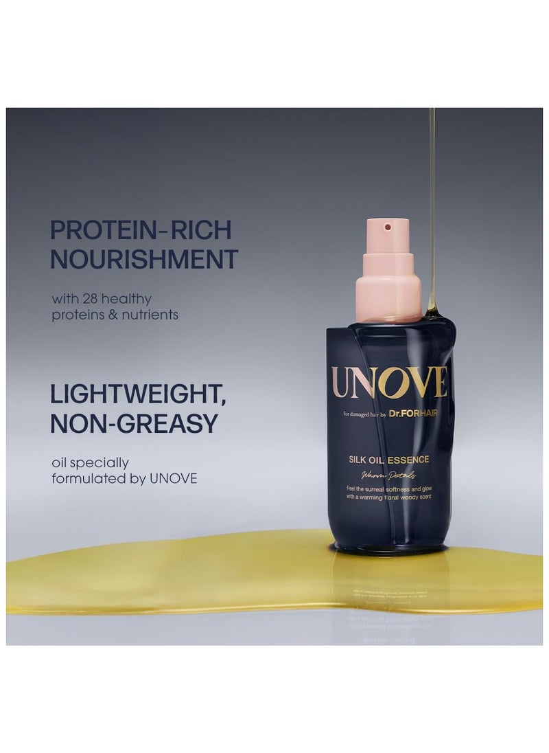 UNOVE Silk Oil Essence Hair Serum 70ml| Nourishing Hair Oil for Dry, Frizzy & Damaged Hair | Lightweight Serum for Shine & Softness | Frizz Control and Split End Care | Leave in Hair Serum