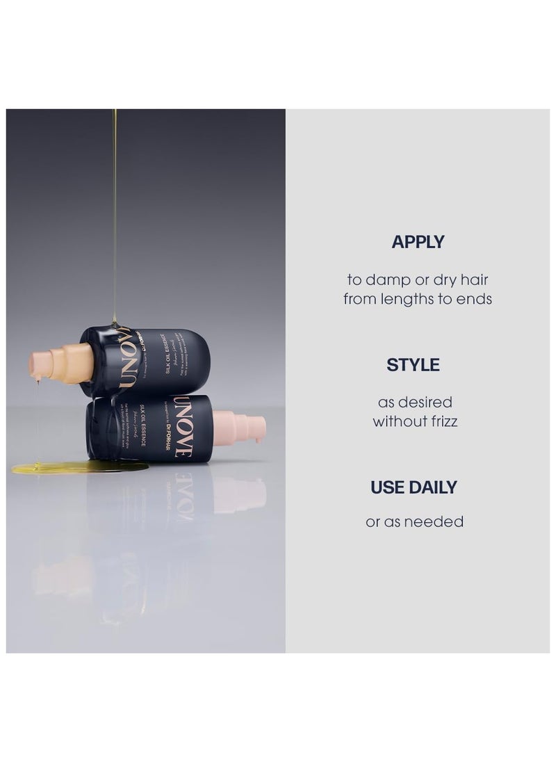 UNOVE Silk Oil Essence Hair Serum 70ml| Nourishing Hair Oil for Dry, Frizzy & Damaged Hair | Lightweight Serum for Shine & Softness | Frizz Control and Split End Care | Leave in Hair Serum