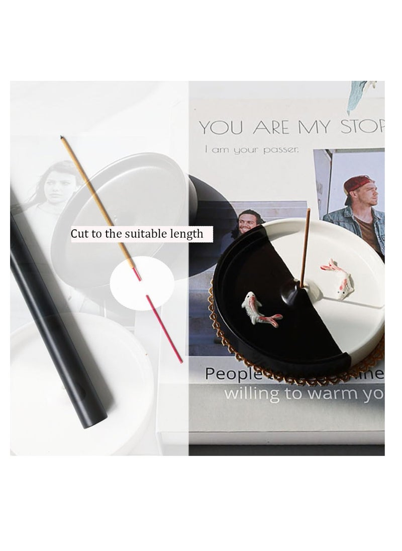 Incense Holder, Modern Minimalist Circular Incense Burner, Incense-Stick Holder for Cone or Stick, Incense Ceramic Ash Catcher, Handmade Incense Stick Burner, Black and White
