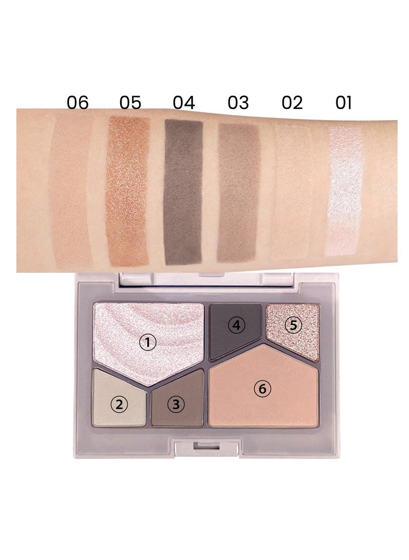 Eyeshadow Palette, Glitter Eye shadow Makeup 6 Colors, Pink Nude Eyeshadow, Shiny Sparkle Shimmer Glitter blue Eyeshadow, Waterproof Palette, Six-Shade Highlight and Contour Palette Make Up