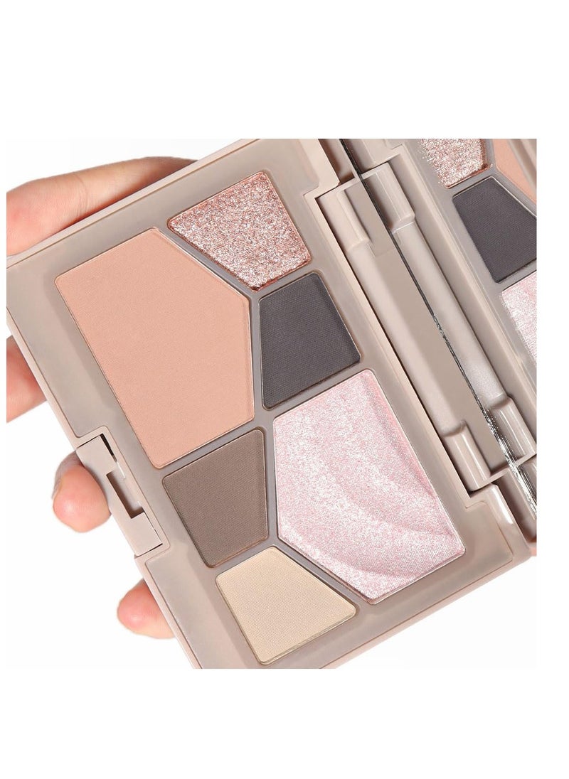 Eyeshadow Palette, Glitter Eye shadow Makeup 6 Colors, Pink Nude Eyeshadow, Shiny Sparkle Shimmer Glitter blue Eyeshadow, Waterproof Palette, Six-Shade Highlight and Contour Palette Make Up