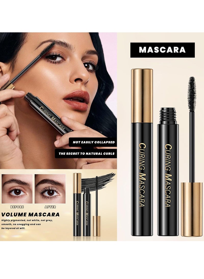 Eyes Makeup Kit with Lash Serum,Liquid Eyeliner,Mascara,2 in 1 Dark and Light Eyebrow Pomade for Eyebrow and Eye Makep, One Set Enough