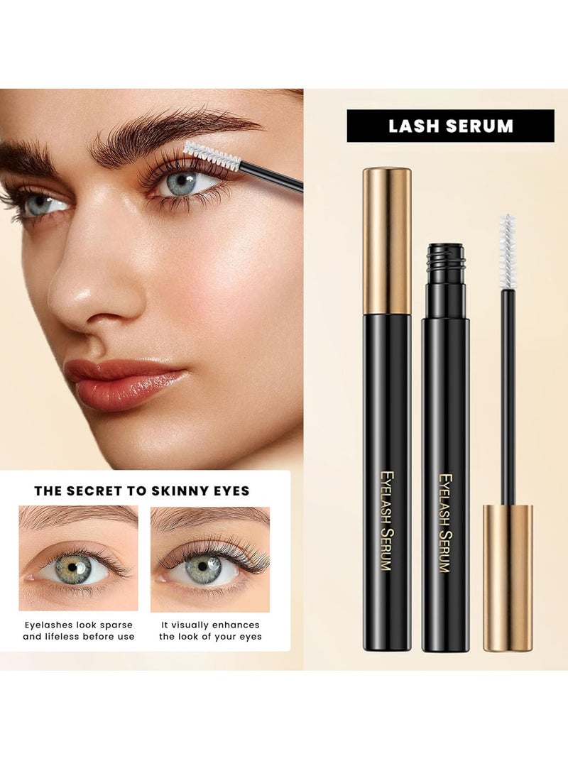 Eyes Makeup Kit with Lash Serum,Liquid Eyeliner,Mascara,2 in 1 Dark and Light Eyebrow Pomade for Eyebrow and Eye Makep, One Set Enough