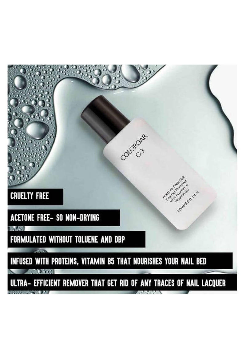 Colorbar Nail Polish Remover, 110ml | Nourishes nail | Acetone free | Infused with Vitamon B-5 | Gentle Nail Paint Remover