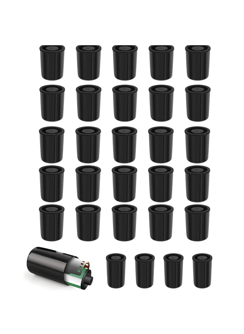30Pcs Film Canister 35mm Film Cannisters for Science Plastic Film Canister Camera Film Canister with Lids for Scientific Activity Small Accessories Black