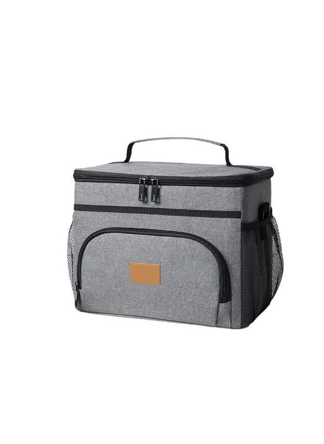 Large Lunch Bag, Insulated Lunch Box with Adjustable Shoulder Strap, Cooler Bag for Work Office Picnic Hiking Beach，Thermal Lunch Cooler，Front Pocket Mesh,Thermal Lunch Bag Grey