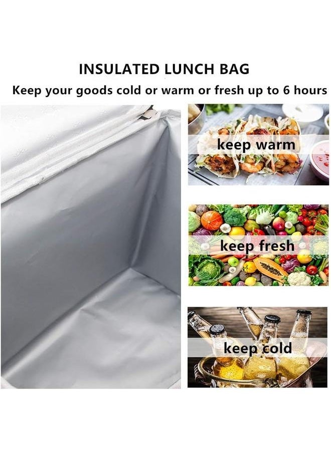 Large Lunch Bag, Insulated Lunch Box with Adjustable Shoulder Strap, Cooler Bag for Work Office Picnic Hiking Beach，Thermal Lunch Cooler，Front Pocket Mesh,Thermal Lunch Bag Grey