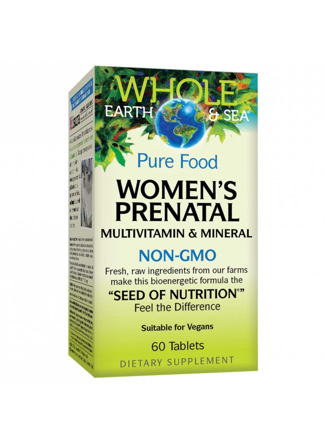 Whole Earth & Sea from Natural Factors, Women's Prenatal Multivitamin and Mineral, Whole Food Supplement, Vegan, 60 tablets, 60 Tablets