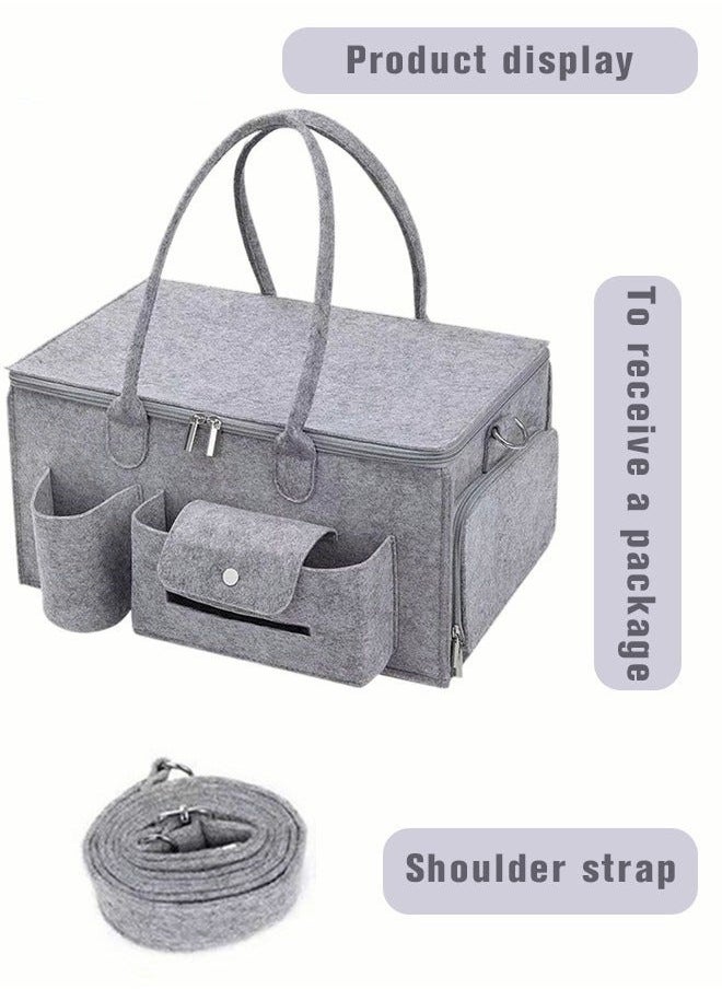 Baby Diaper Caddy Organizer, Portable Diapers Storage Bag with Roll Lid and Removable Dividers for Changing Table or Car, Travel-Friendly