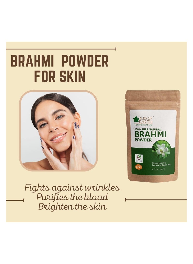 Bliss of Earth 100% Pure & Natural Brahmi Powder Great for skin and Hair 100GM Pack of 3