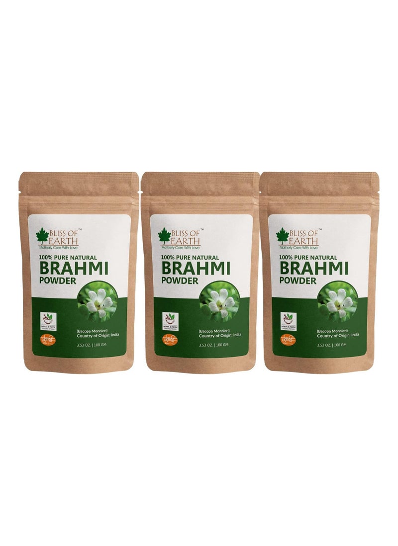 Bliss of Earth 100% Pure & Natural Brahmi Powder Great for skin and Hair 100GM Pack of 3