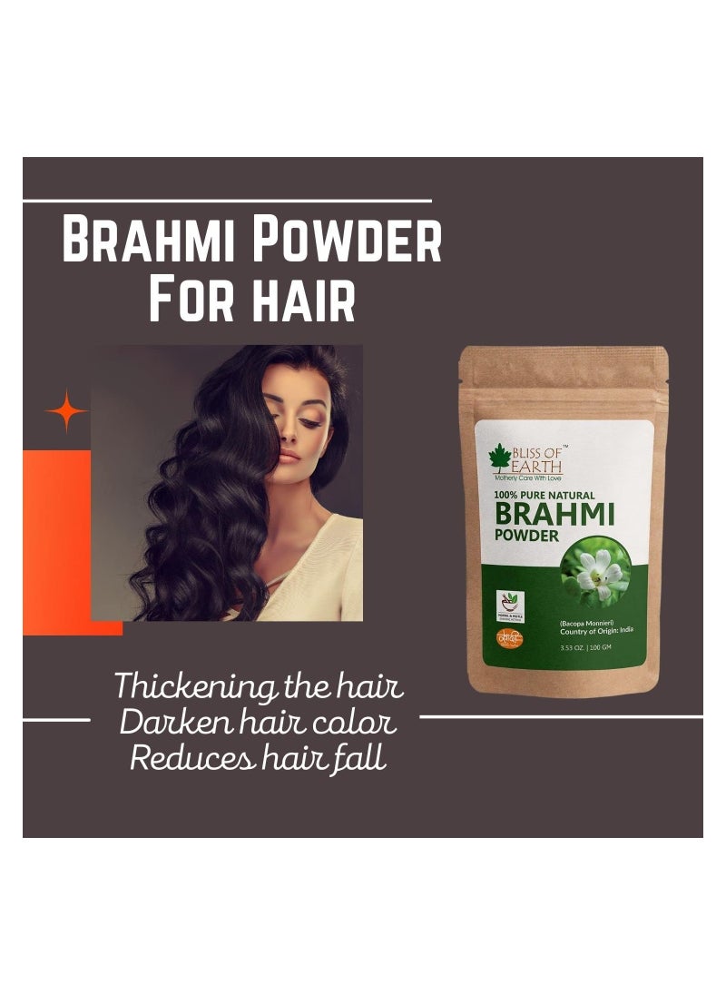 Bliss of Earth 100% Pure & Natural Brahmi Powder Great for skin and Hair 100GM Pack of 3