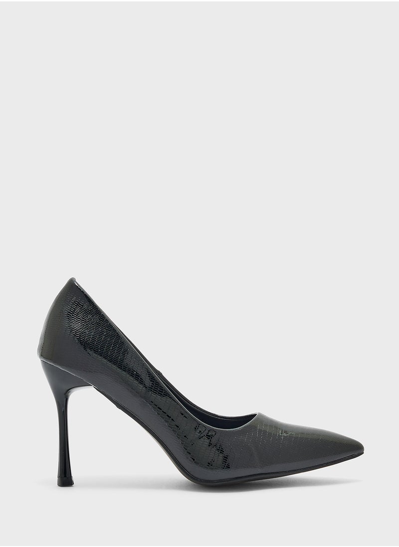 Snake Print Pointy Pump