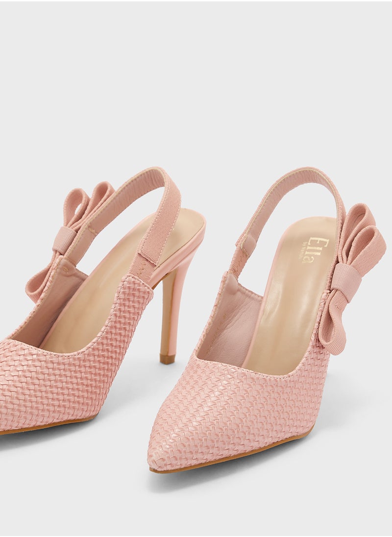 Weave Detail Sling Back Pump