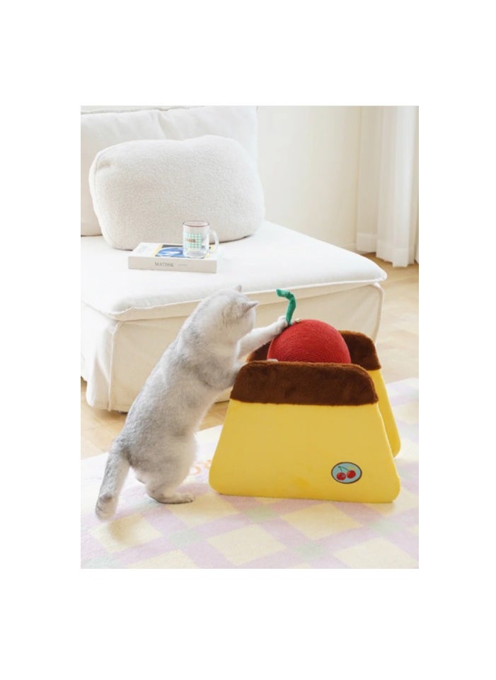 Zeze, Cat scratching bed for scratching and sleeping, Cherry Pudding Shape, Cat Scratcher, Size, 44cm x 39cm x 25.5cm