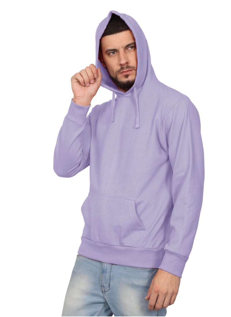 Unisex Regular Fit Full Sleeves Solid Hoodie Sweatshirt (Lavender)