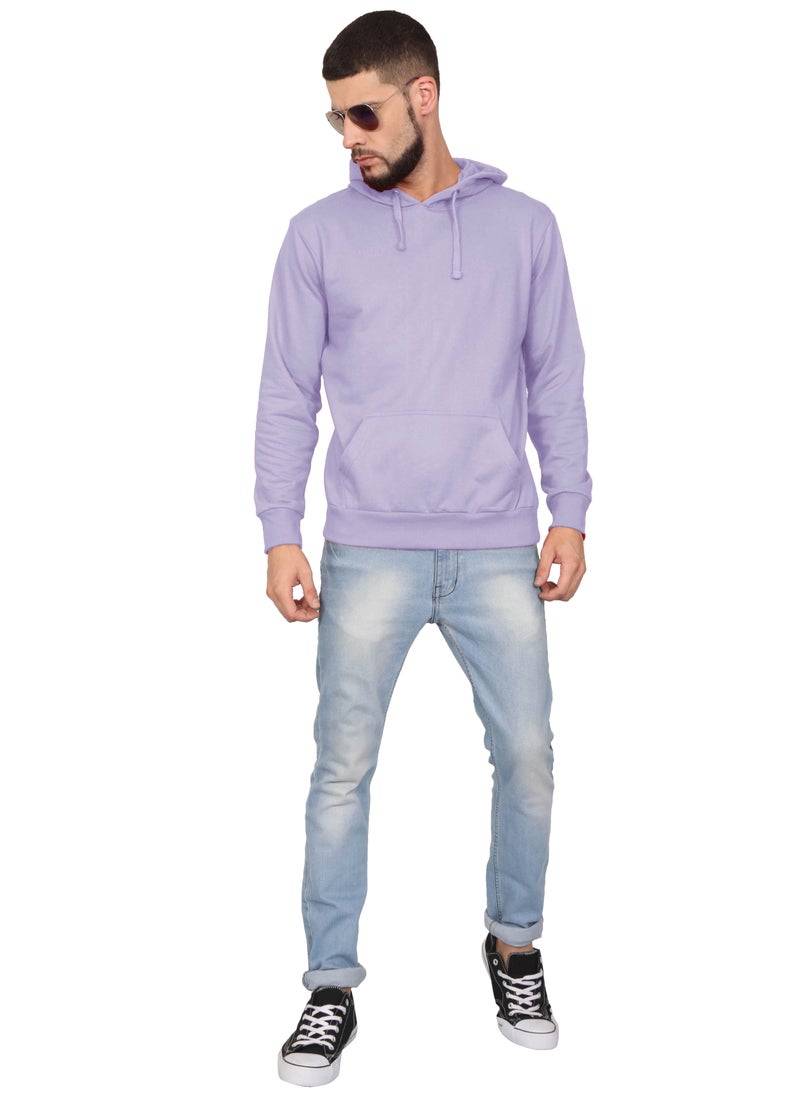Unisex Regular Fit Full Sleeves Solid Hoodie Sweatshirt (Lavender)