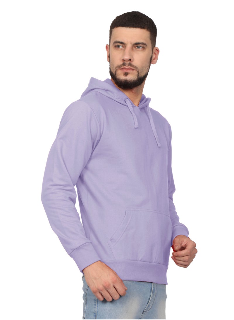 Unisex Regular Fit Full Sleeves Solid Hoodie Sweatshirt (Lavender)