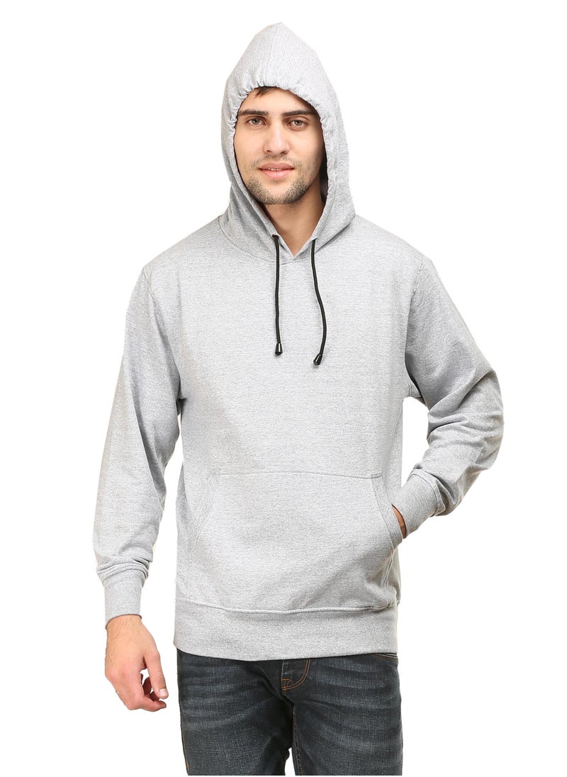 Unisex Regular Fit Full Sleeves Solid Hoodie Sweatshirt (Grey)