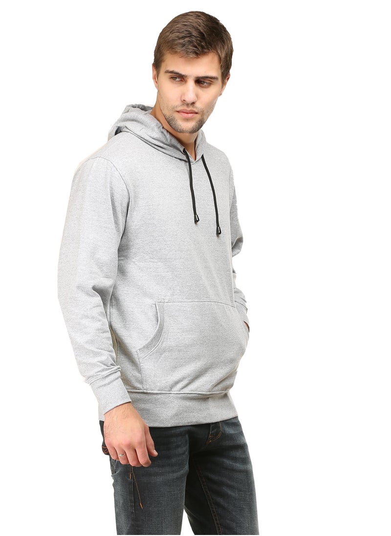 Unisex Regular Fit Full Sleeves Solid Hoodie Sweatshirt (Grey)