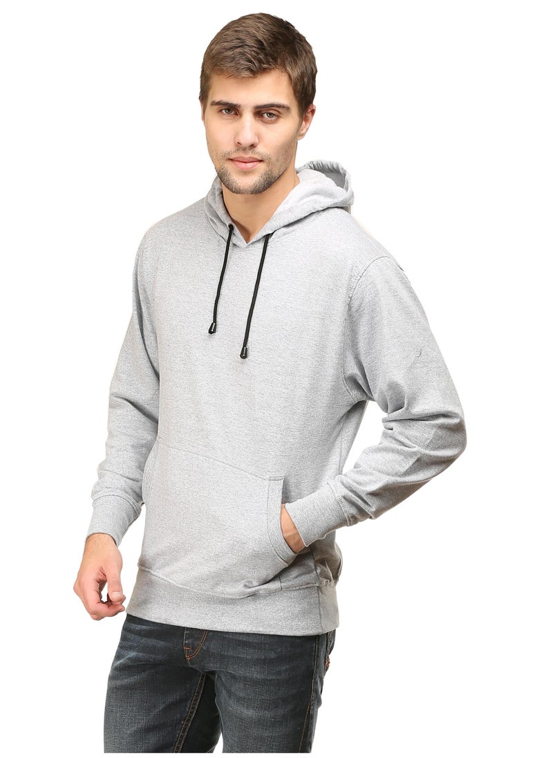 Unisex Regular Fit Full Sleeves Solid Hoodie Sweatshirt (Grey)