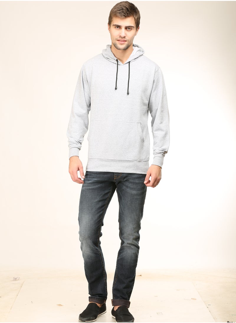 Unisex Regular Fit Full Sleeves Solid Hoodie Sweatshirt (Grey)