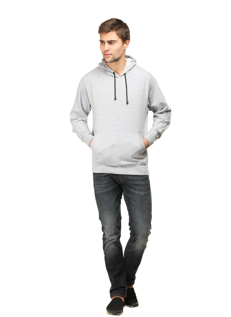 Unisex Regular Fit Full Sleeves Solid Hoodie Sweatshirt (Grey)