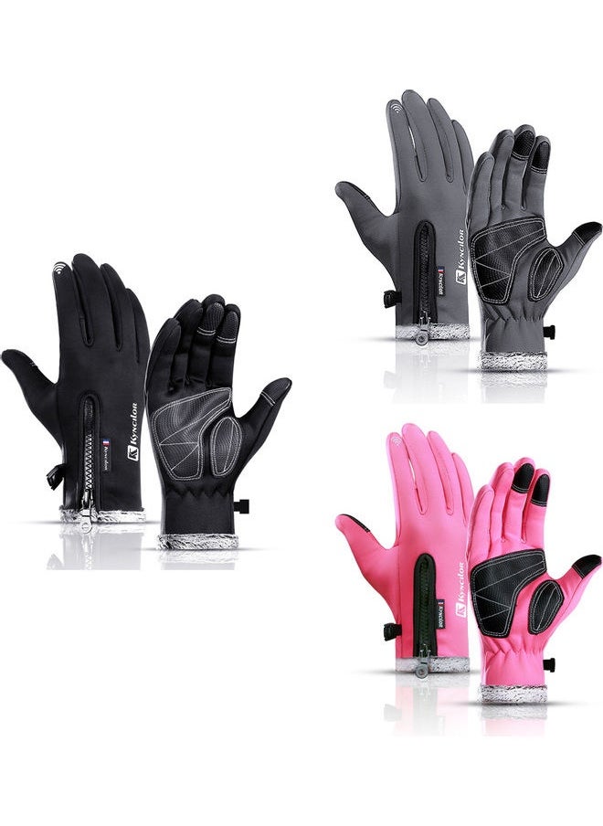 Winter Warm Gloves Fleece Windproof Waterproof Touchscreen Sports Cycling Skiing Bicycle Outdoor Work Gloves 0.087kg